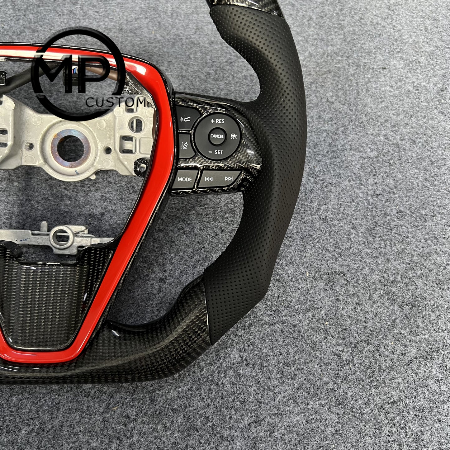 MPCUSTOM Fit For Toyota 8th gen Camry se xse le xle 2018-2022/Avalon 2018-2022 carbon fiber steering wheel black perforated leather red center line
