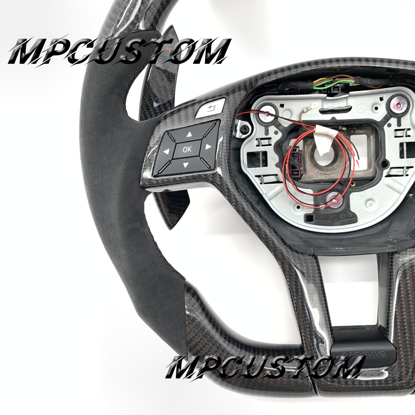 Mpcustom for Mercedes Benz c63 AMG carbon fiber steering wheel led and round top