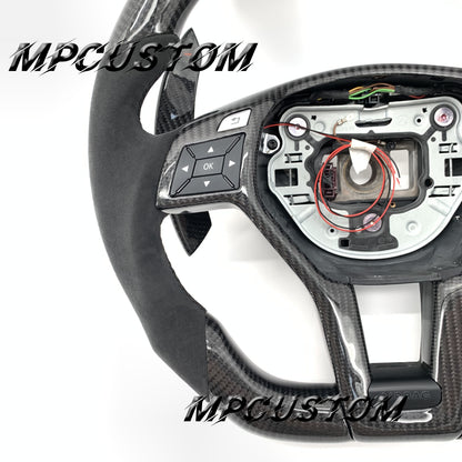 Mpcustom for Mercedes Benz c63 AMG carbon fiber steering wheel led and round top