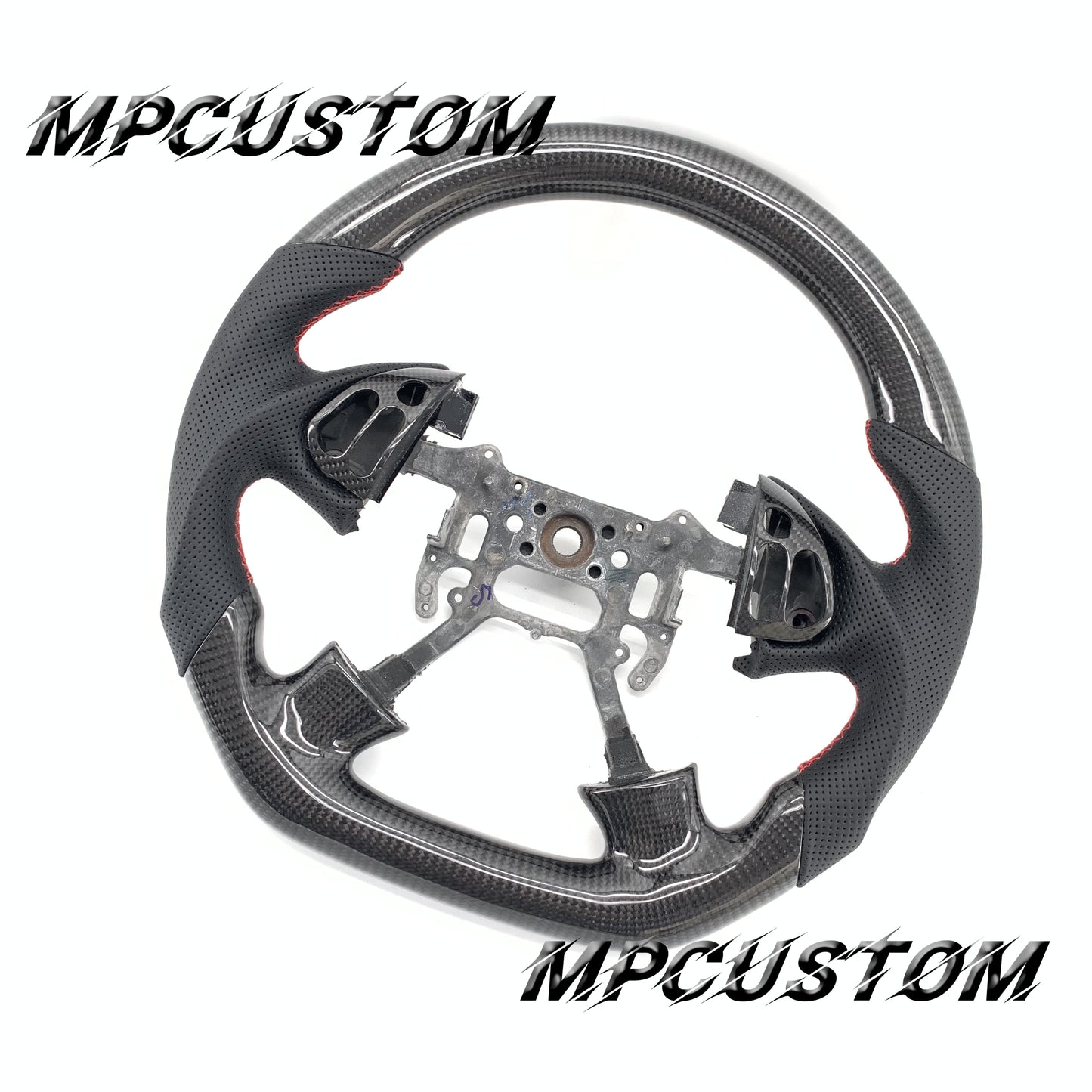 Mpcustom for Acura TL 2004-2006 carbon fiber steering wheel red stitching