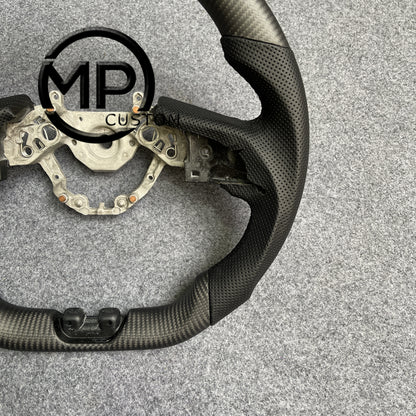 MPCUSTOM Fit For NISSAN GTR R35 2017-2024 matte carbon fiber steering wheel black perforated leather black line）