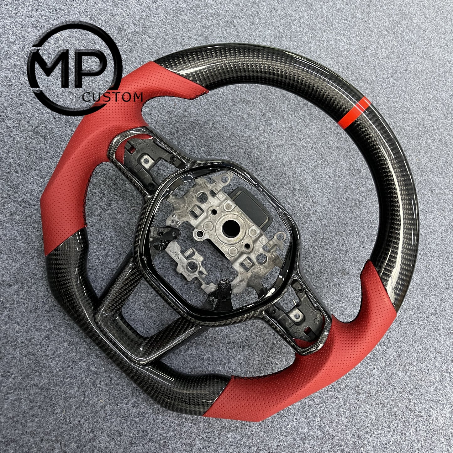 MPCUSTOM Fit For Honda integra/11thgen civic 22+ (FL5)/12th gen accord 2023+ carbon fiber steering wheel black perforated leather red center line