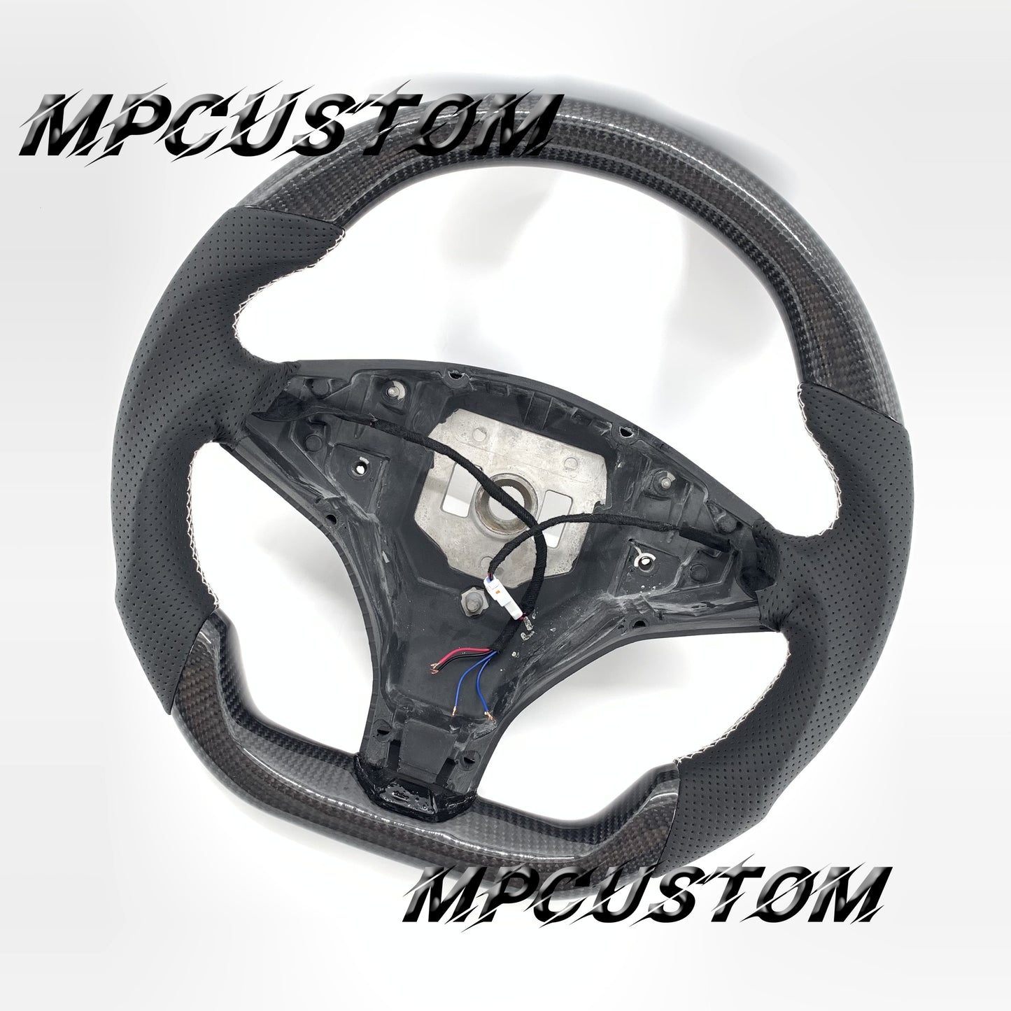 Mpcustom for Tesla model S X carbon fiber steering wheel white stitching