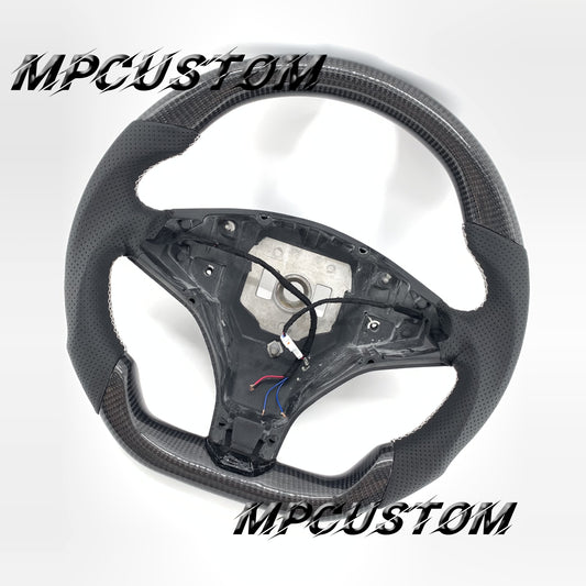 Mpcustom for Tesla model S X carbon fiber steering wheel white stitching
