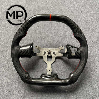MPCUSTOM Fit For Chevrolet Corvette C6 Z06 2006-2011 carbon fiber steering wheel black smooth leather red center line