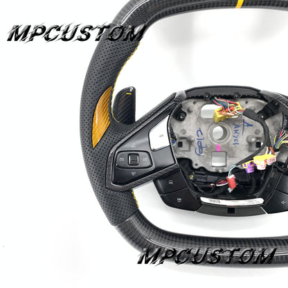 Mpcustom for Chevrolet Corvette C8 2020+ carbon fiber steering wheel yellow stitching