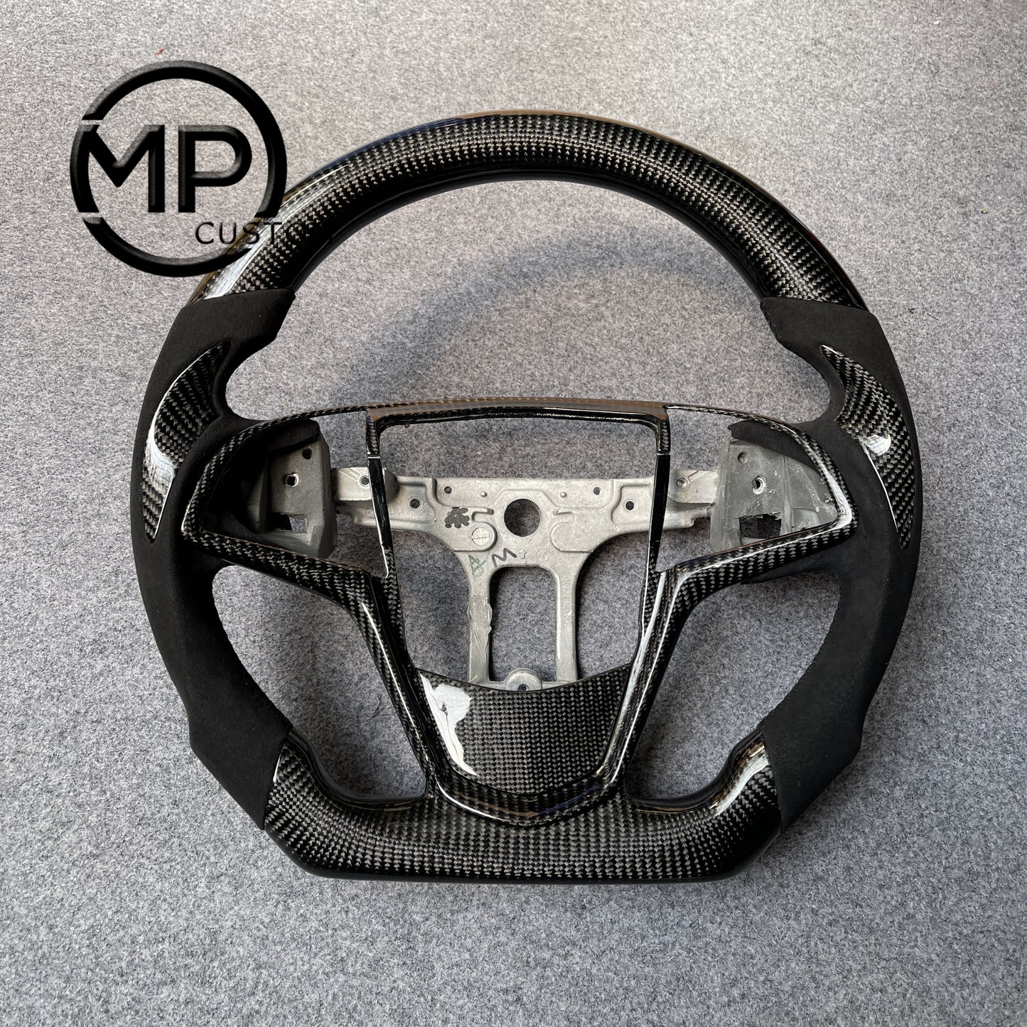 MPCUSTOM Fit For Cadillac ATSV ATS cts 2015-2019 carbon fiber steering wheel black Alcantara thumb grips