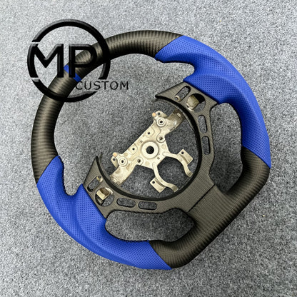 MPCUSTOM Fit For NISSAN GTR R30 2009-2016 matte carbon fiber steering wheel blue perforated leather blue line