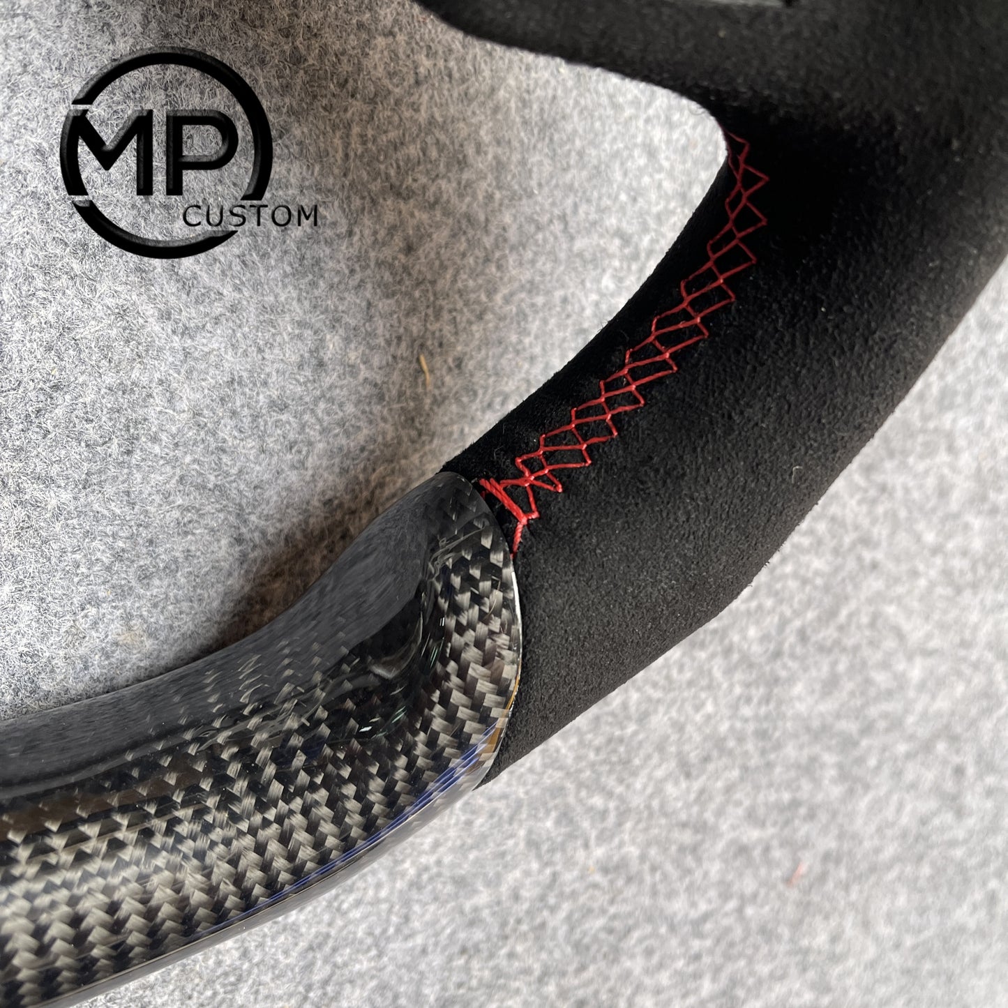 MPCUSTOM Fit For Subaru Impreza /WRX /STI/ Multifunction 2008 - 2014/Forester 2008-2012/Legacy 2008-2010/Outback 2008-2009/Exiga 2009 carbon fiber steering wheel black perforated leather red center line