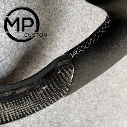 MPCUSTOM Fit For Ford mustang GT 2015-2017 gloss carbon fiber steering wheel black Alcantara