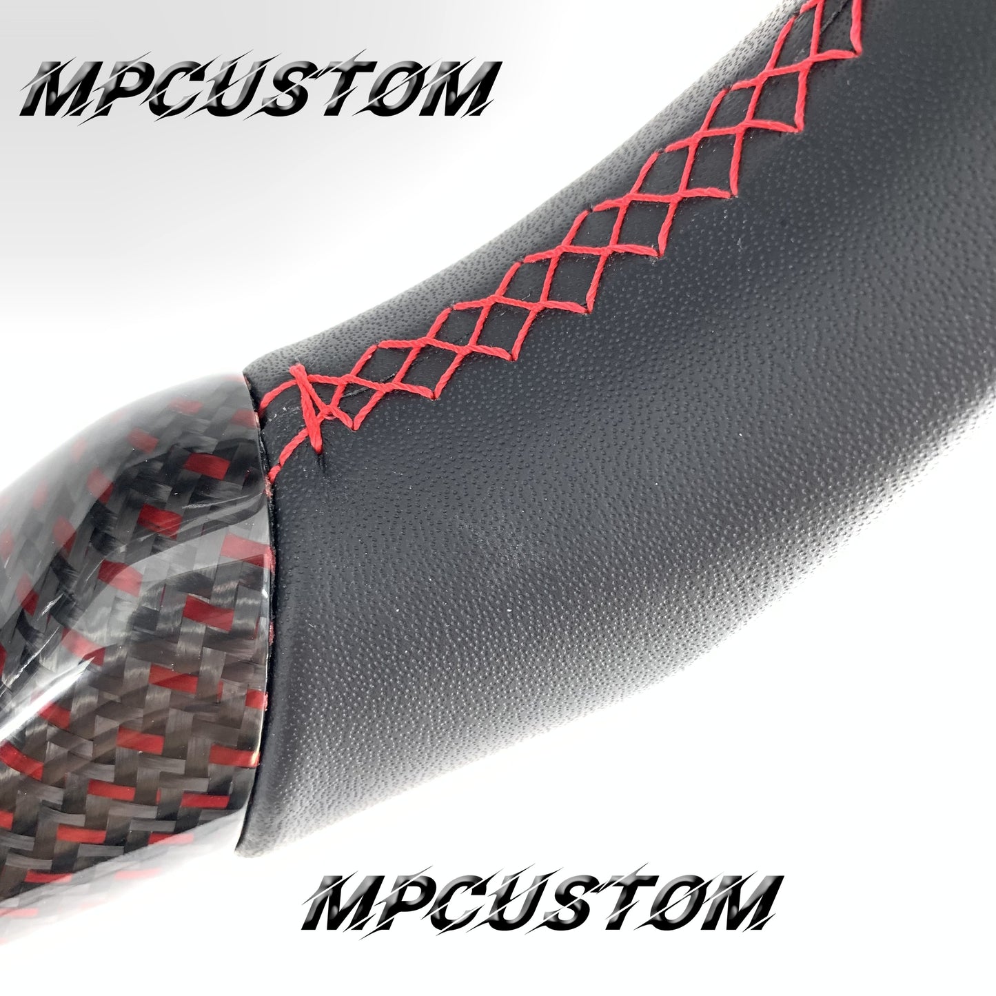 Mpcustom for Honda 11th gen Civic carbon fiber steering wheel red stripe line and red stitching