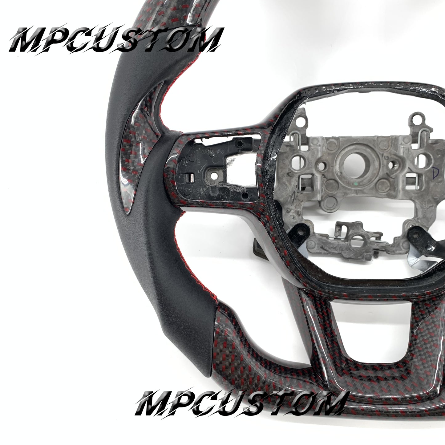 Mpcustom for Honda 11th gen Civic carbon fiber steering wheel red stripe line and red stitching
