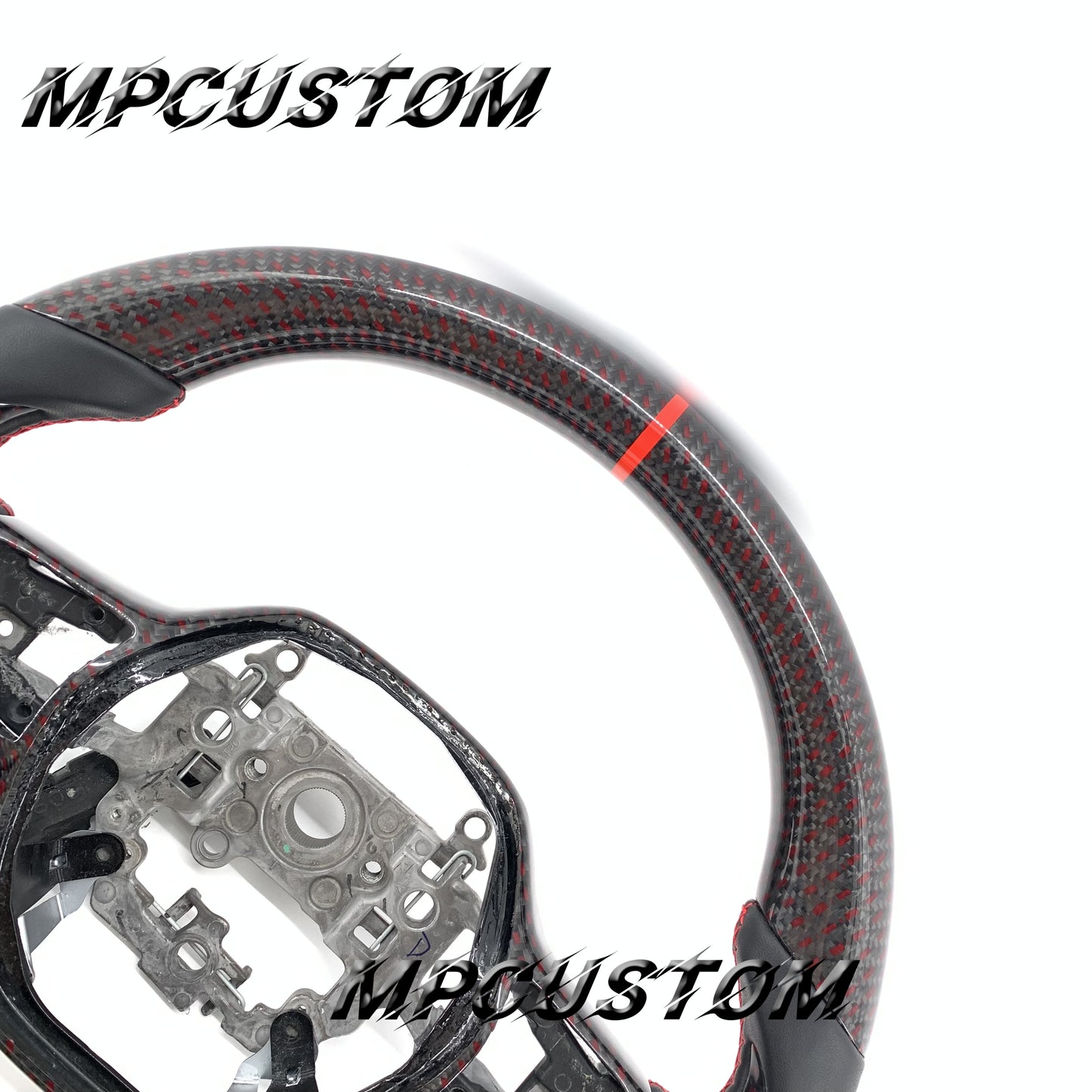 Mpcustom for Honda 11th gen Civic carbon fiber steering wheel red stripe line and smooth