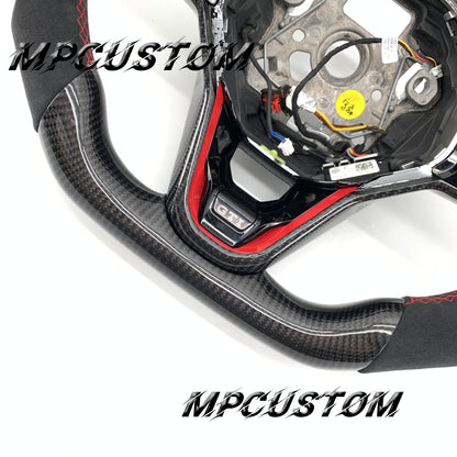 Mpcustom for Volkswagen MK8 carbon fiber steering wheel red stripe line