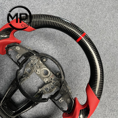 MPCUSTOM Fit For Acura TLX TYPE S 2021-2022 carbon fiber steering wheel red perforated leather red center line thumb grips