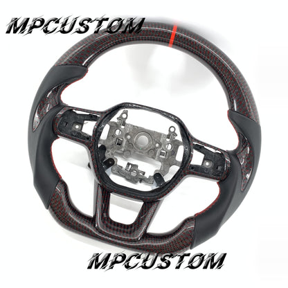 Mpcustom for Honda 11th gen Civic carbon fiber steering wheel red stripe line and smooth