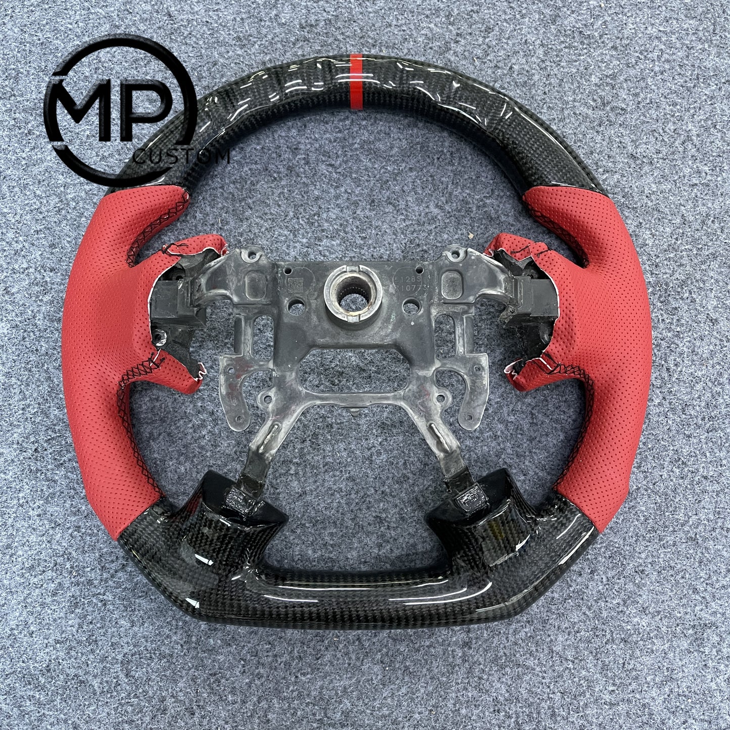 MPCUSTOM Fit For Acura TL 2004-2006 carbon fiber steering wheel red perforated leather red center line