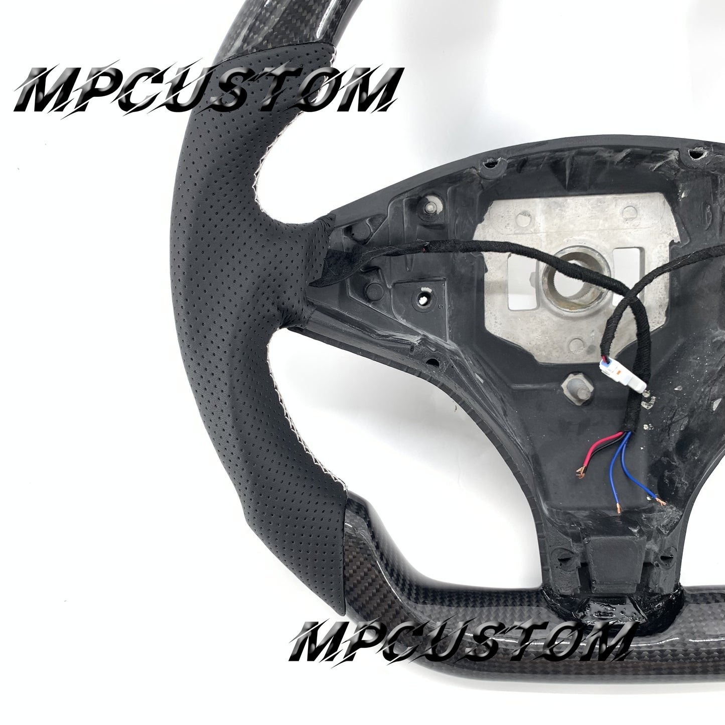 Mpcustom for Tesla model S X carbon fiber steering wheel perforated leather