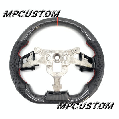 Mpcustom for Chevrolet Corvette C6 ZR1 Z06 carbon fiber steering wheel red stripe line and red stitching and round top