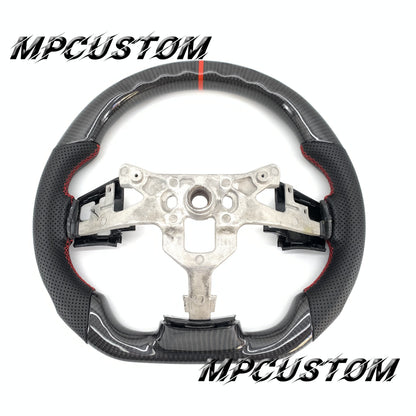 Mpcustom for Chevrolet Corvette C6 ZR1 Z06 carbon fiber steering wheel round top and red stripe line