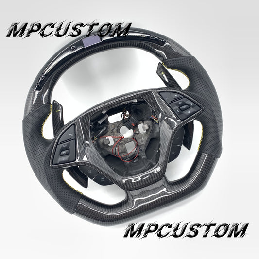 Mpcustom for Chevrolet Corvette C7 2014-2019 carbon fiber steering wheel yellow stitching