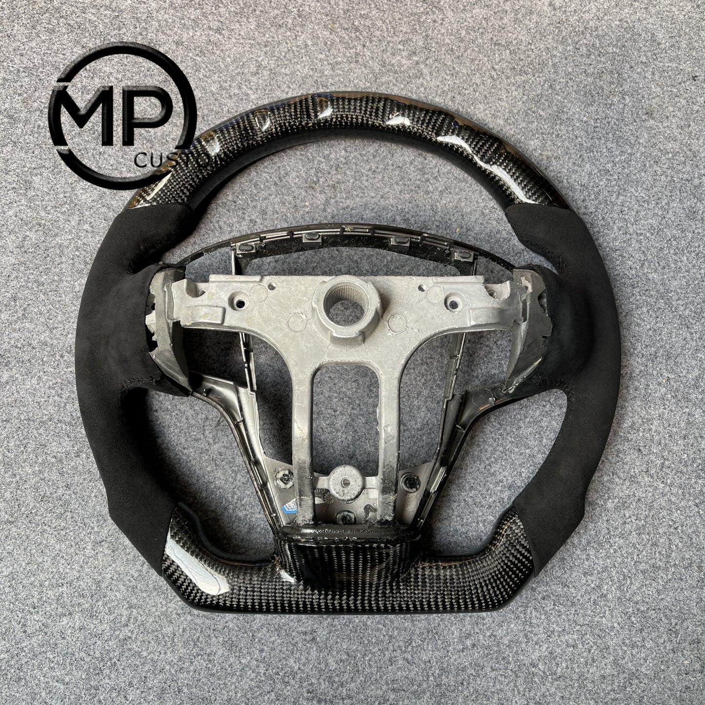 MPCUSTOM Fit For Cadillac ATSV ATS cts 2015-2019 carbon fiber steering wheel black Alcantara thumb grips