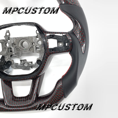 Mpcustom for Honda 11th gen Civic carbon fiber steering wheel red stripe line and smooth