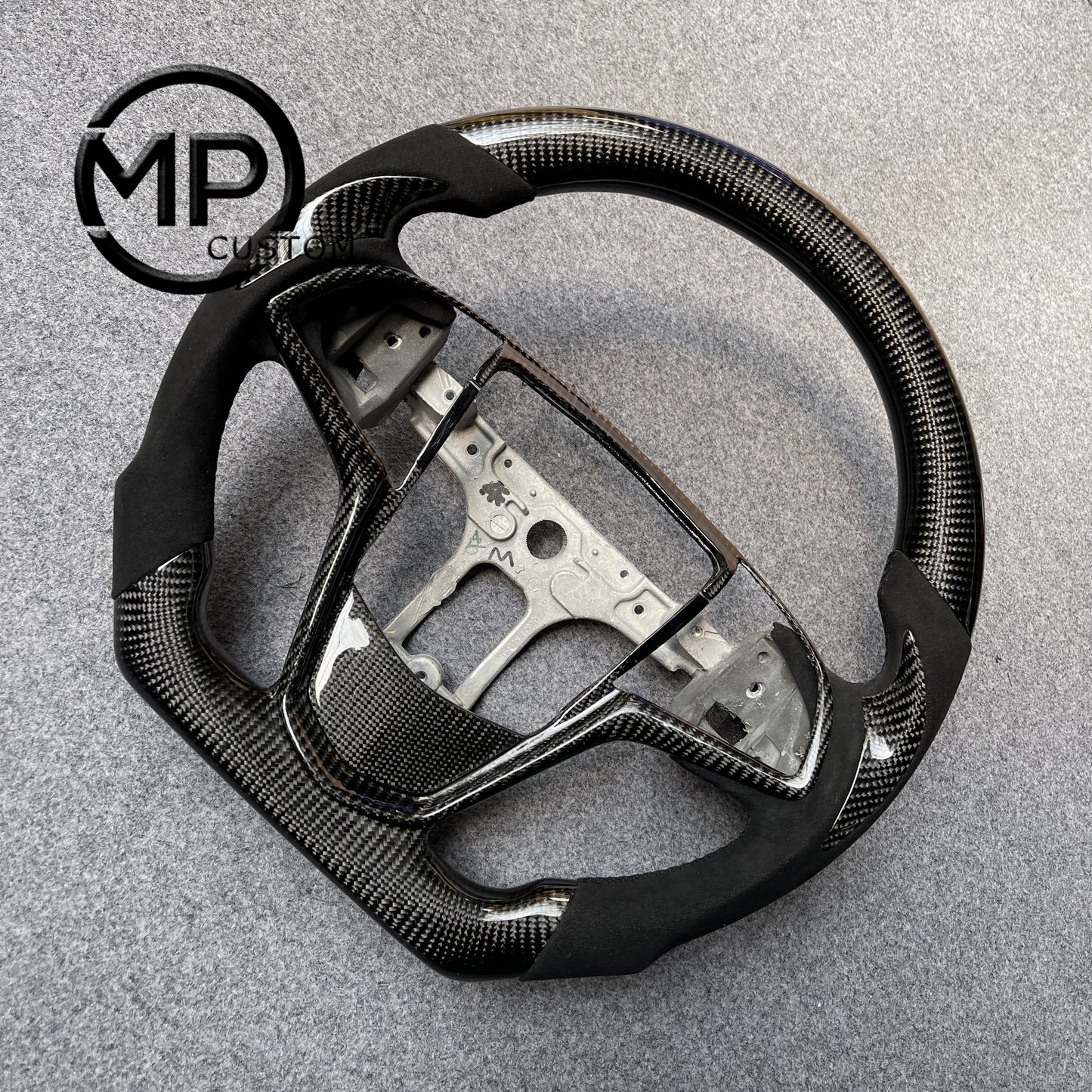 MPCUSTOM Fit For Cadillac ATSV ATS cts 2015-2019 carbon fiber steering wheel black Alcantara thumb grips
