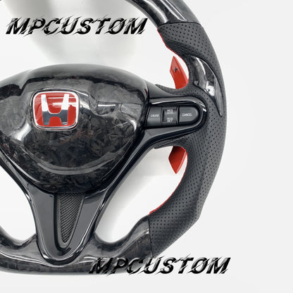 Mpcustom for Honda 8th Gen Civic 2009-2013 carbon fiber steering wheel falt bottom