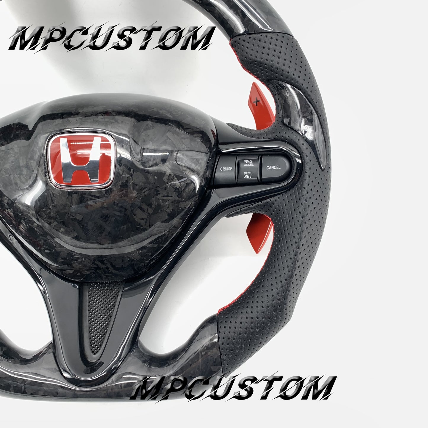 Mpcustom for Honda 8th Gen Civic 2009-2013 carbon fiber steering wheel falt bottom and gloss