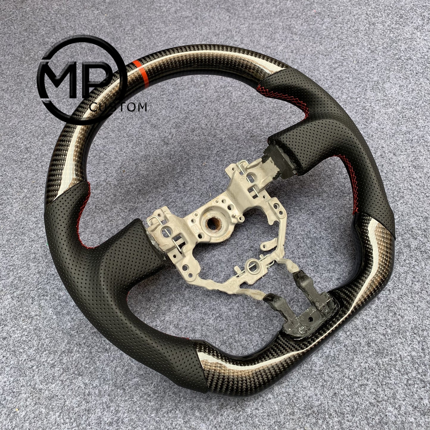 MPCUSTOM Fit For Toyota 86 (GT86) 2016-2020/Scion FRS Release Series 2.0 &nbsp;2016+/Subaru BRZ 2016-2020 carbon fiber steering wheel black perforated leather red center line