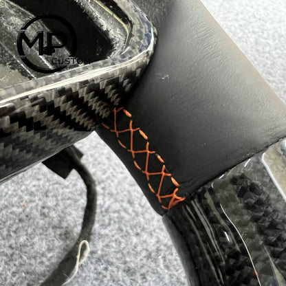 MPCUSTOM Fit For Chevrolet Corvette C8 2020+ carbon fiber steering wheel black smooth leather orange center line heating function