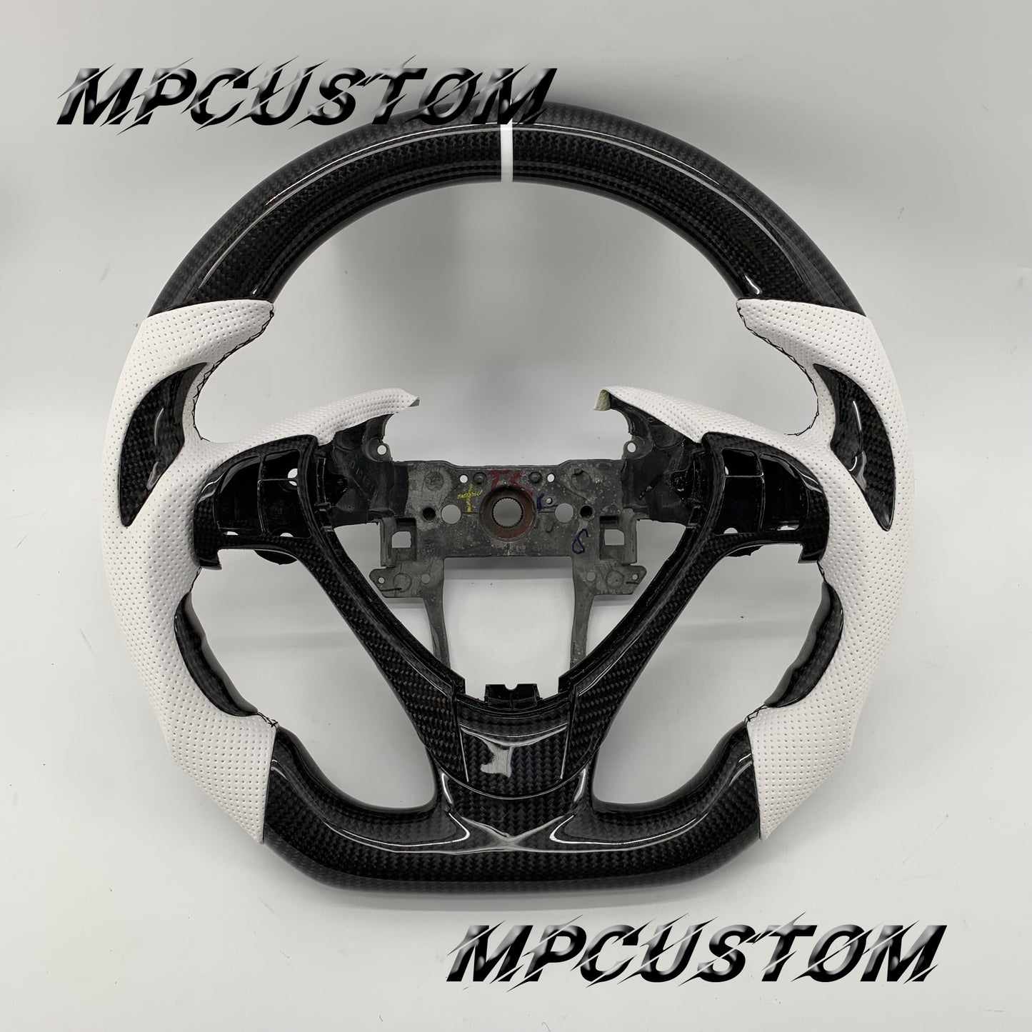 Mpcustom Acura ILX A-Spec 2013-2022 carbon fiber steering wheel white perforated leather