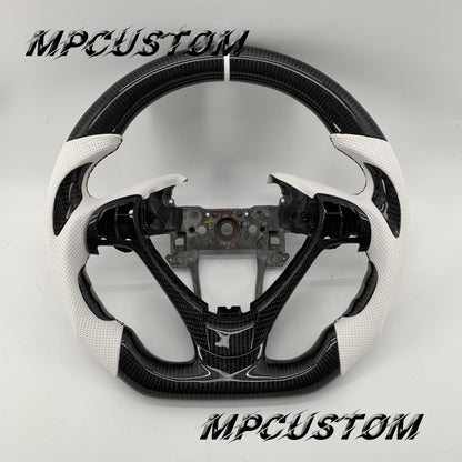 Mpcustom Acura ILX A-Spec 2013-2022 carbon fiber steering wheel white perforated leather