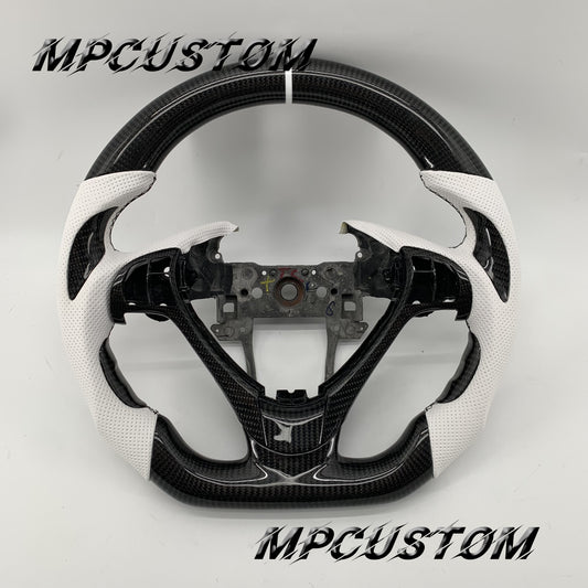 Mpcustom Acura ILX A-Spec 2013-2022 carbon fiber steering wheel white perforated leather