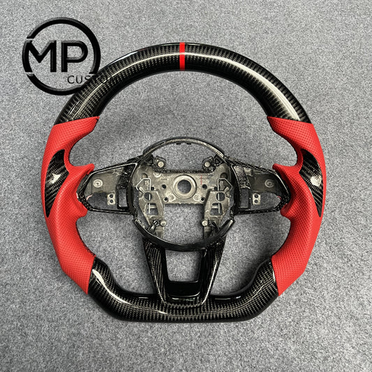 MPCUSTOM Fit For Acura TLX TYPE S 2021-2022 carbon fiber steering wheel red perforated leather red center line thumb grips