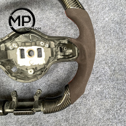 MPCUSTOM Fit For Benz 809 AMG W177 GT C190 C63S W205 E43 carbon fiber steering wheel brown Alcantara red center line