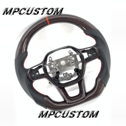 Mpcustom for Honda 11th gen Civic carbon fiber steering wheel red stripe line and smooth