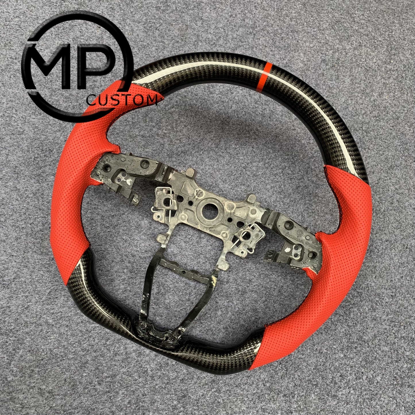 MPCUSTOM Fit For Honda 10th gen Accord/EXL EX LX 2018-2022/Insight 2019-2021 carbon fiber steering wheel red perforated leather red center line