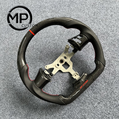 MPCUSTOM Fit For Chevrolet Corvette C6 Z06 2006-2011 carbon fiber steering wheel black smooth leather red center line