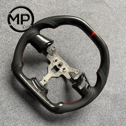 MPCUSTOM Fit For Chevrolet Corvette C6 Z06 2006-2011 carbon fiber steering wheel black smooth leather red center line