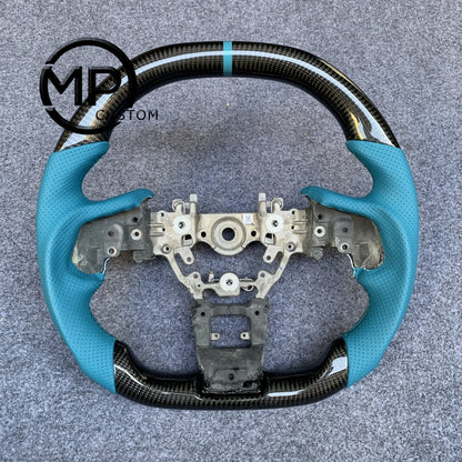MPCUSTOM Fit For Subaru Forester 2019-2021/Impreza 2017-2021/Ascent 2019-2021/Crosstrek 2018-2021/Legacy 2018-2022/Outback 2018-2022 carbon fiber steering wheel blue perforated leather blue center line
