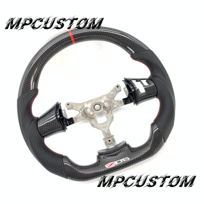 Mpcustom for Chevrolet Corvette C6 ZR1 Z06 carbon fiber steering wheel red stripe line and red stitching