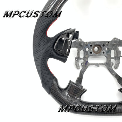 Mpcustom for Acura TL 2004-2006 carbon fiber steering wheel gloss balck carbon fiber and red stitching