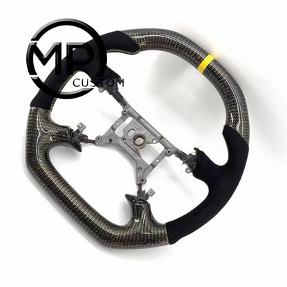 MPCUSTOM Fit For Ford mustang GT 1999-2004 gloss golden wire carbon fiber steering wheel black Alcantara yellow line