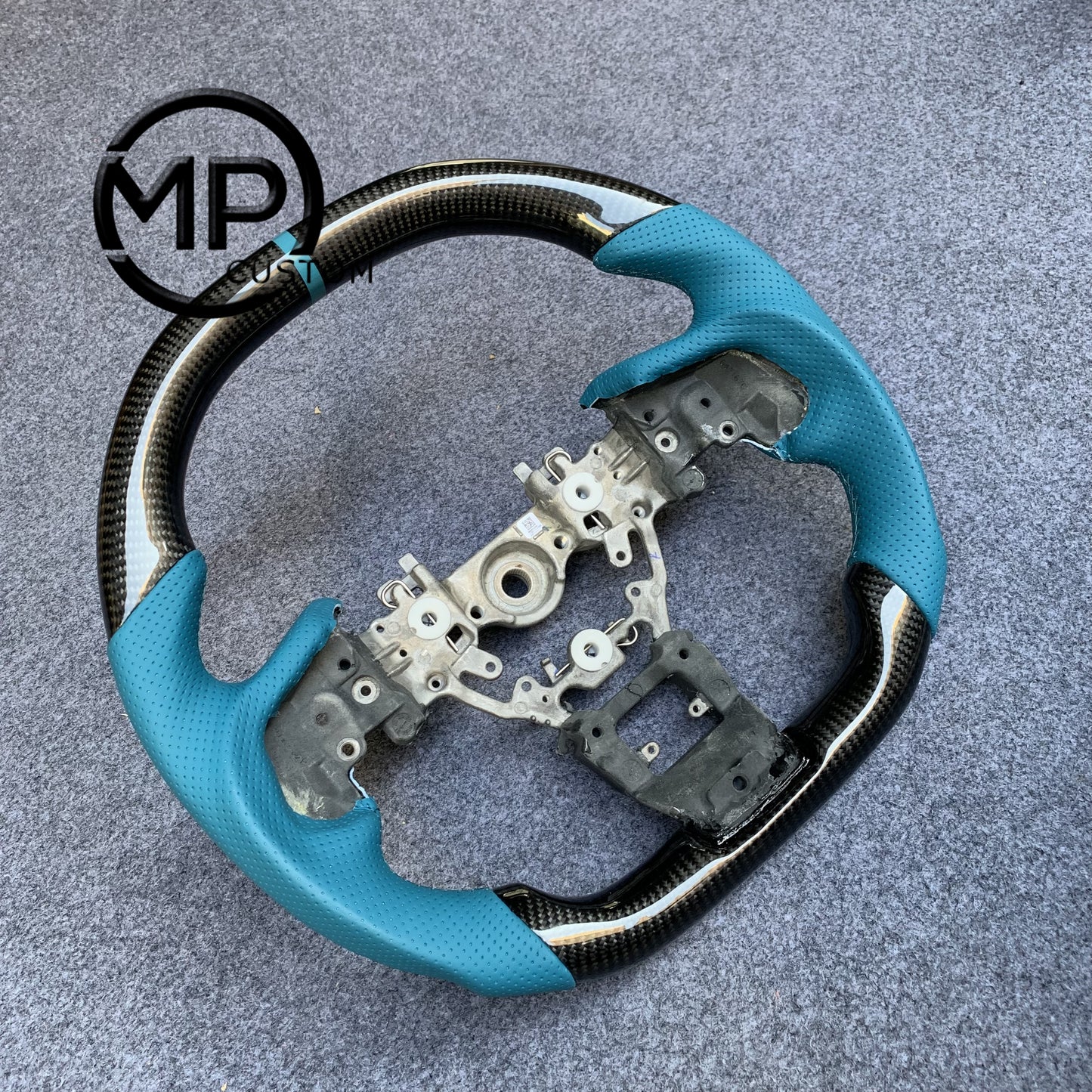 MPCUSTOM Fit For Subaru Forester 2019-2021/Impreza 2017-2021/Ascent 2019-2021/Crosstrek 2018-2021/Legacy 2018-2022/Outback 2018-2022 carbon fiber steering wheel blue perforated leather blue center line