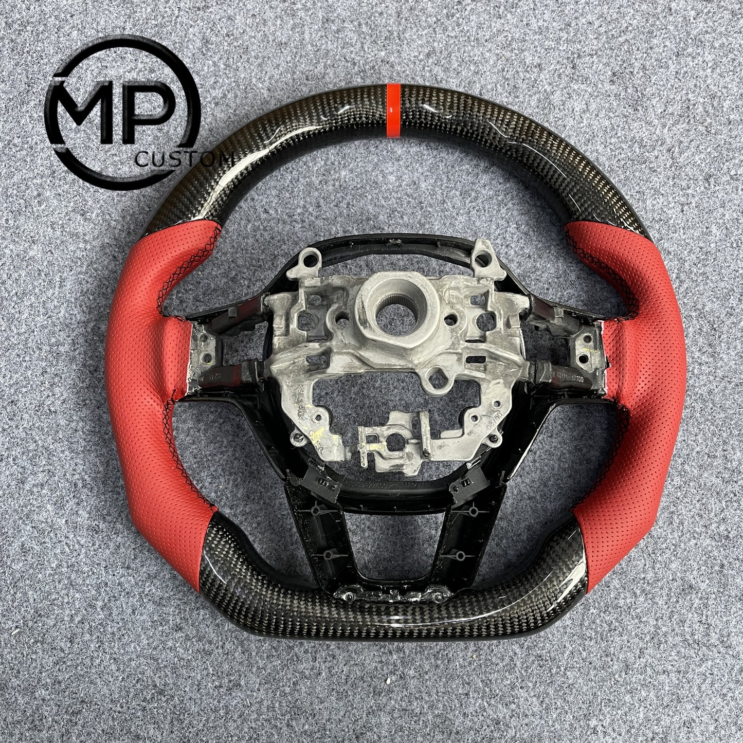 MPCUSTOM Fit For Honda integra/11thgen civic 22+ (FL5)/12th gen accord 2023+ carbon fiber steering wheel black perforated leather red center line