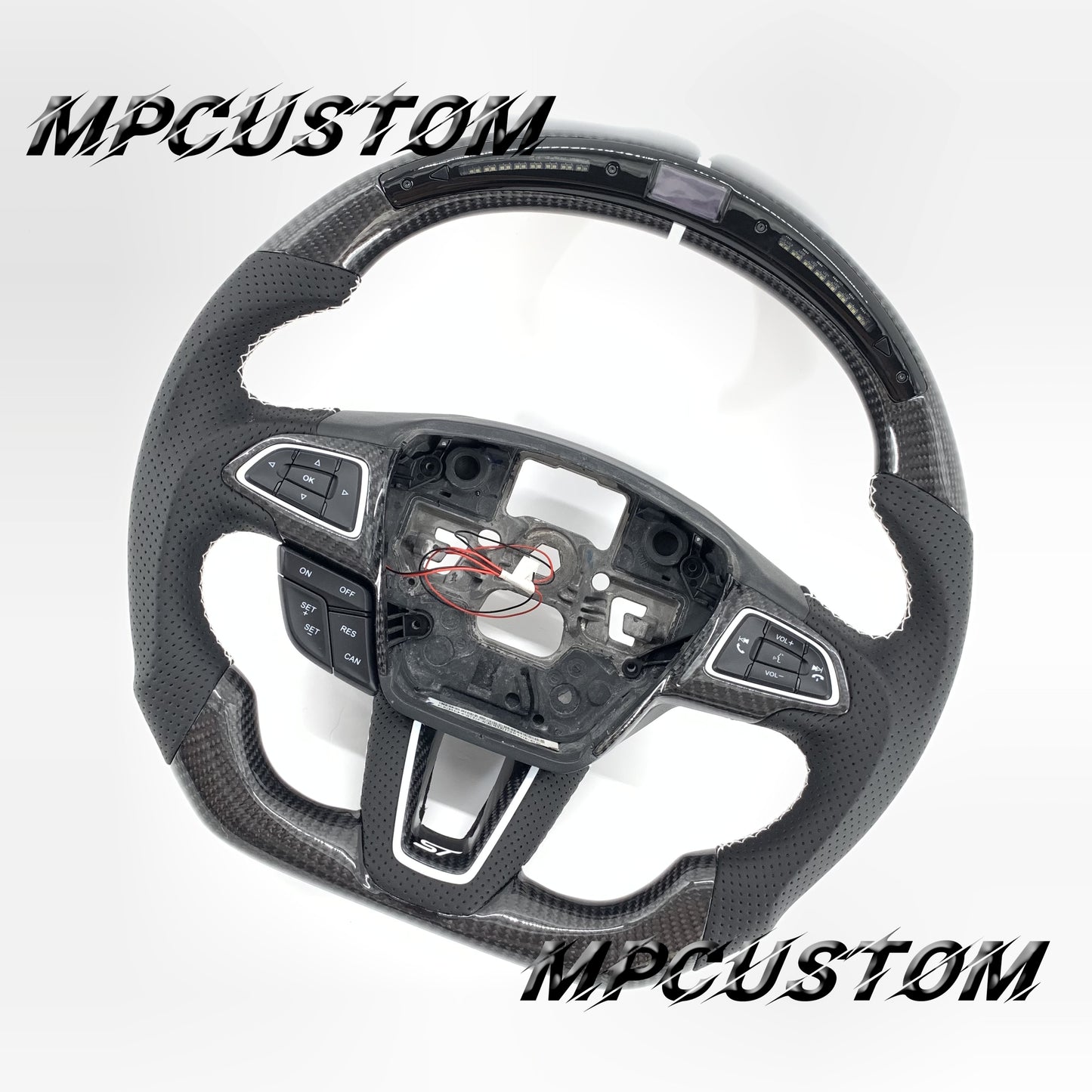 Mpcustom for Ford Focus MK3 ST RS carbon fiber steering wheel round top and led