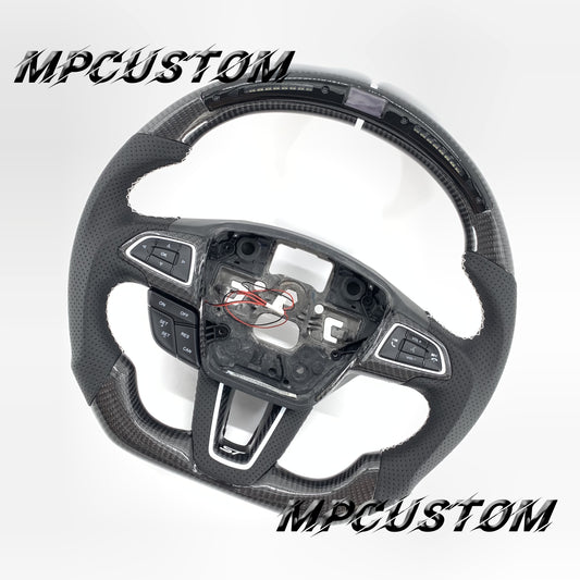 Mpcustom for Ford Focus MK3 ST RS carbon fiber steering wheel round top and led