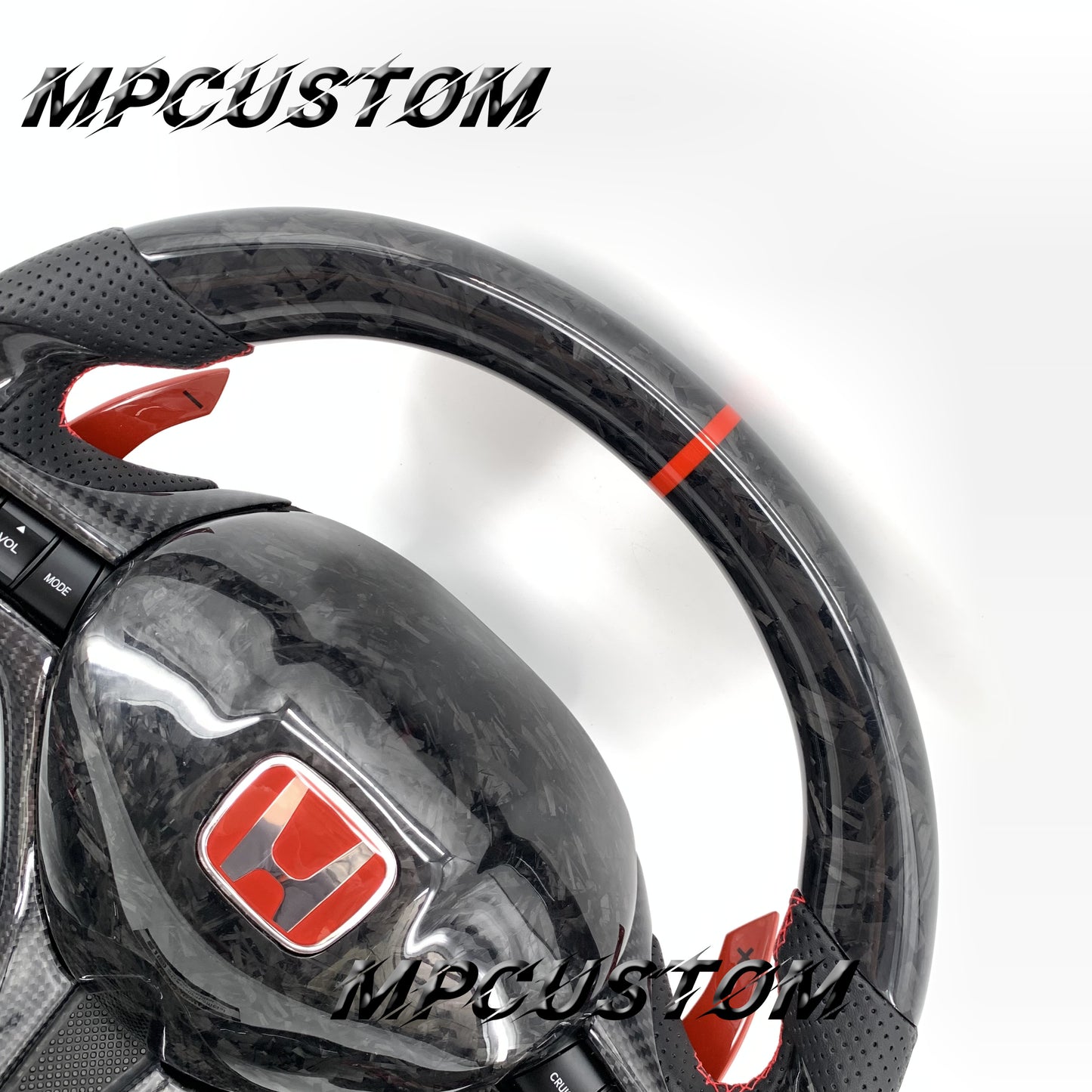 Mpcustom for Honda 8th Gen Civic 2009-2013 carbon fiber steering wheel falt bottom and gloss